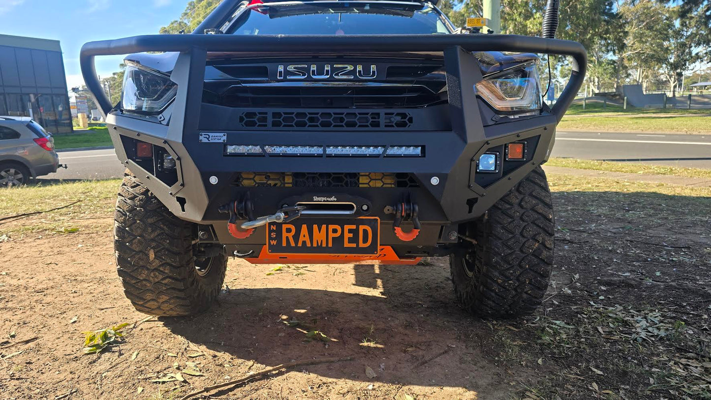 Ramped Up FACELIFT 2024+ ISUZU D-MAX HOOPED Front bull bar ( Matte Black)