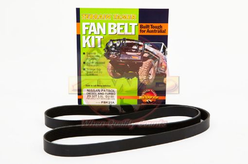 Fan Belt Kit with A/c ZD30T 3.0L Diesel Prado KDJ90 KDJ120 Fit For Prado KDJ90, Prado KDJ95, Prado KDJ120 & Prado KDJ125 - Terrain Tamer FBK31A