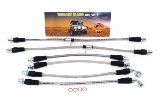 Braided Brake Hose Kit Suit 0-50MM Raised Vehicle Fit For Prado GDJ250, Prado GDJ251, Prado TJA250 & Prado TJH250 - Terrain Tamer TTBHK22