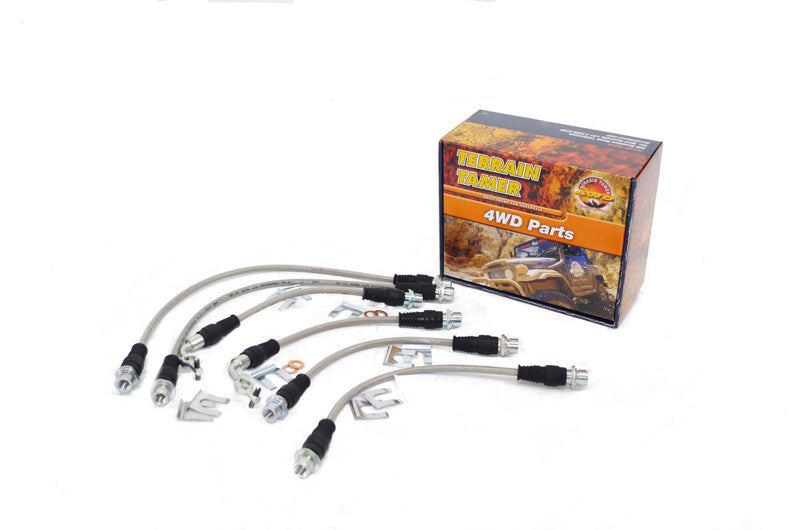 Braided Brake Hose Kit Drum Bke Rr to 2"raised Susp Suit Abs Fit For Landcruiser VDJ78, Landcruiser VDJ79, Landcruiser GRJ71 & Landcruiser GRJ76 β TTBHK12