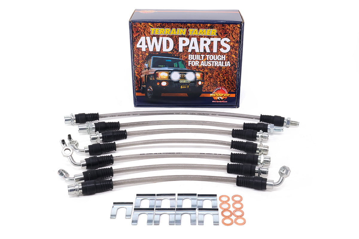 Braided Brake Hose Kit Rear Disc Brake Suit Raised Susp Fit For Landcruiser FZJ105 & Landcruiser HZJ105