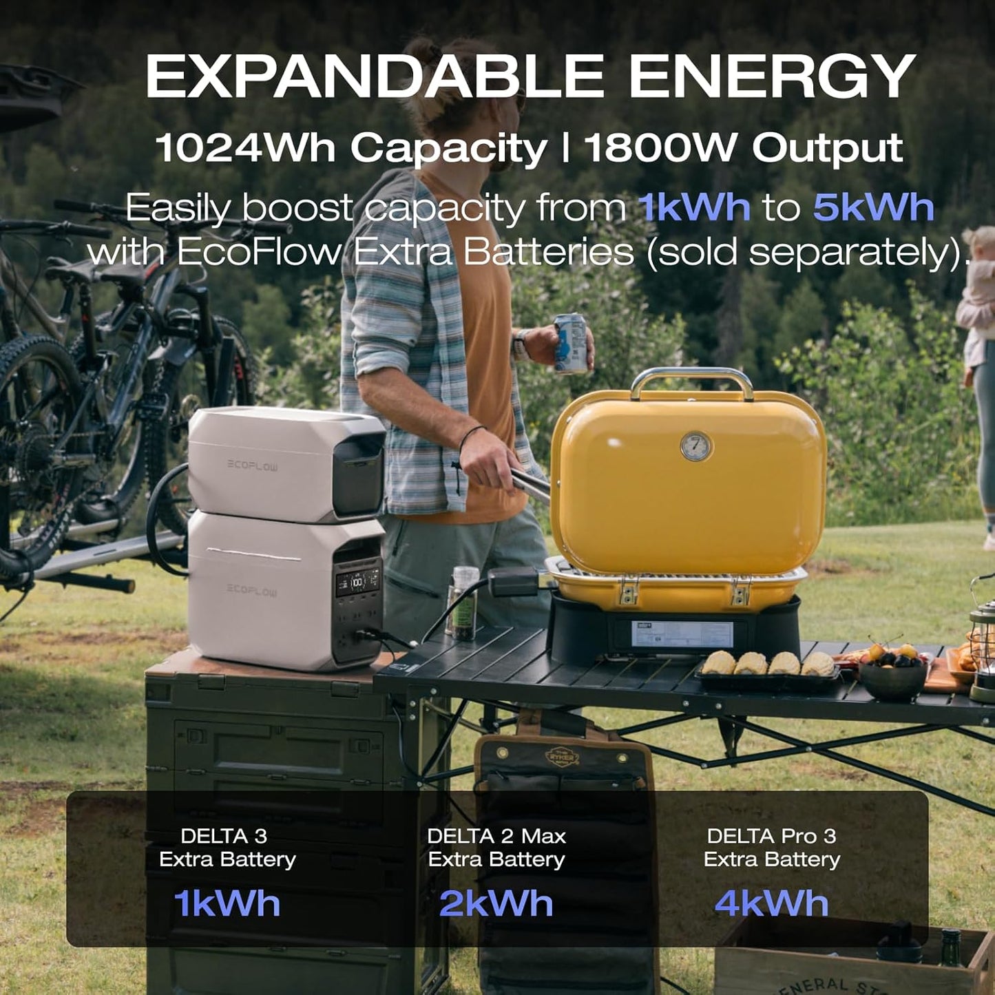 EcoFlow Delta 3 Plus Power Station with 1800W AC output & Built in 1024Wh (85Ah@12V) Battery