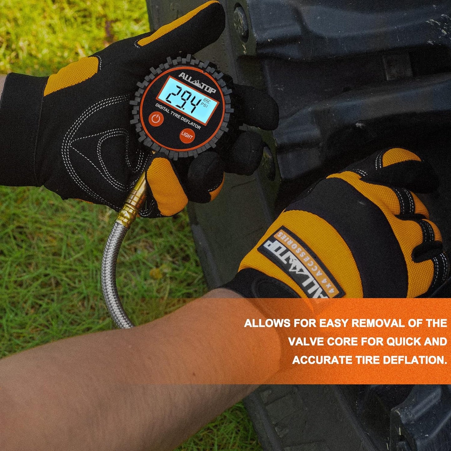 ALL-TOP 4x4 Digital tyre Deflator kit, Professional Tire Pressure Gauge, Air Down Master, Rapid Tire Deflator (250 PSI)