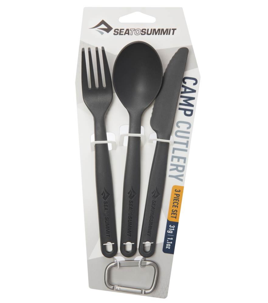 Sea to Summit Camp Cutlery 3 Piece Set - Knife, Fork and Spoon - Charcoal