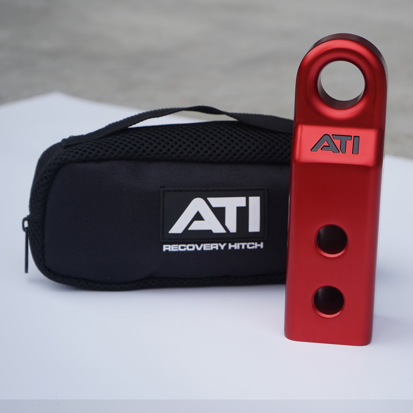 ATI ALLOY RECOVERY HITCH - RED, BLACK AND SILVER