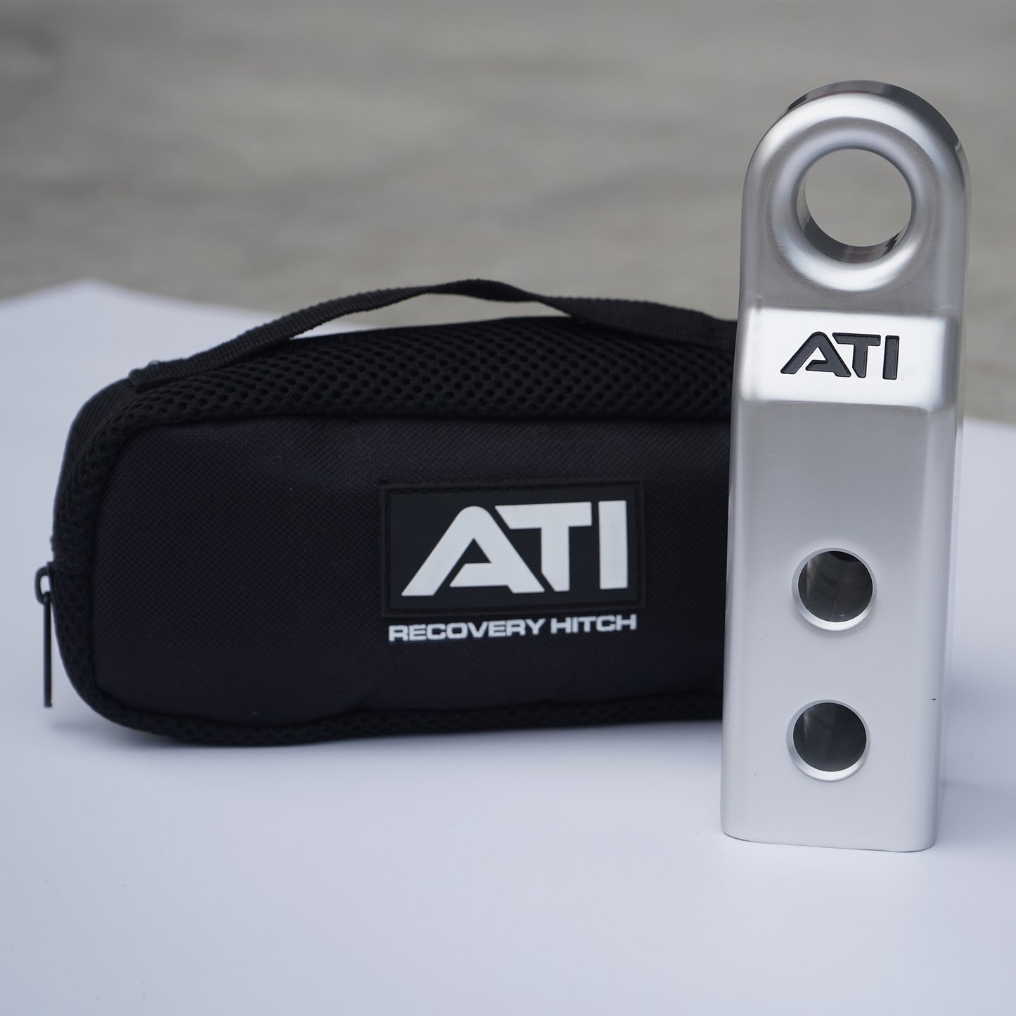 ATI ALLOY RECOVERY HITCH - RED, BLACK AND SILVER