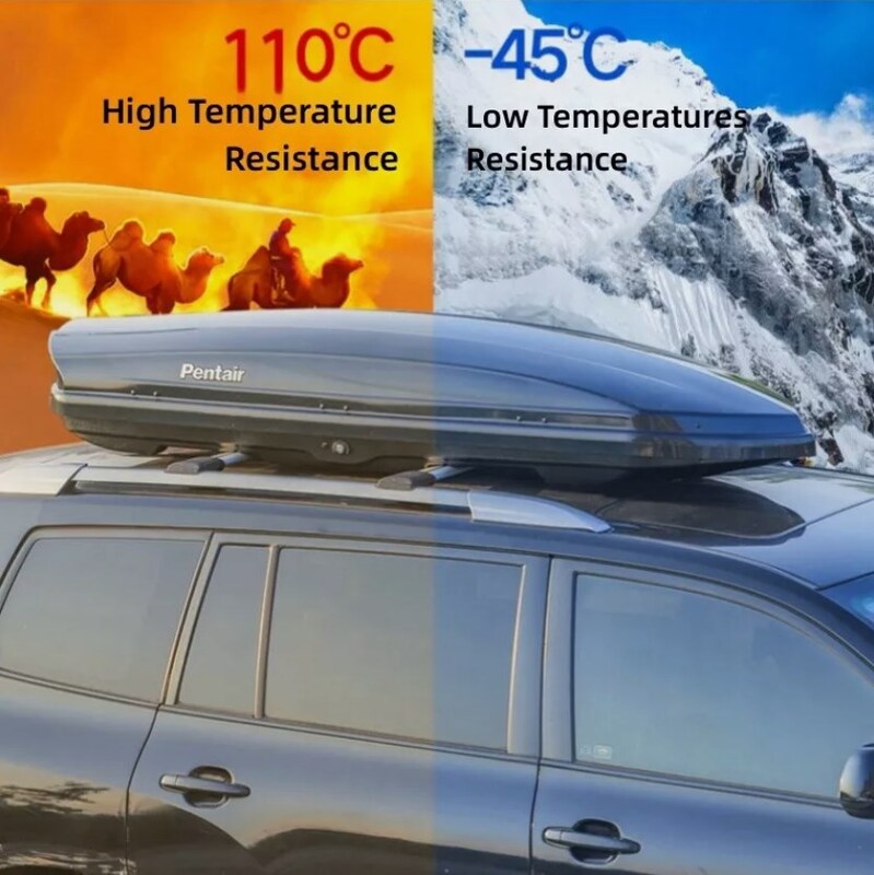 360L Glossy Black Roof Box With Key Lock Fit For Rhino Rack Masterfit Roof Top Box