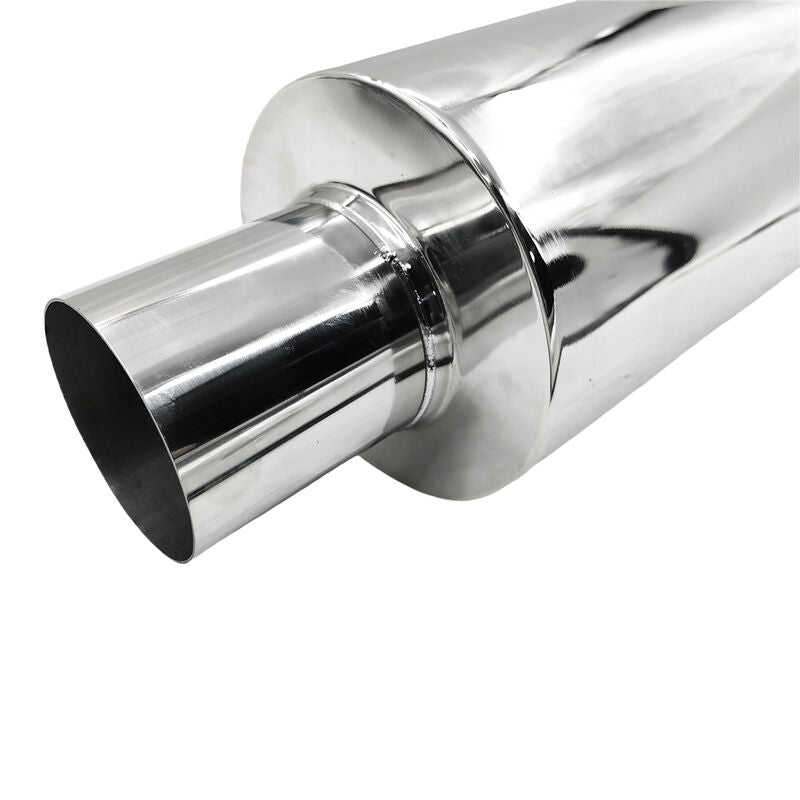 Polished Tip Exhaust Muffler Cannon 480mm Length 3" Inlet 4" Outlet