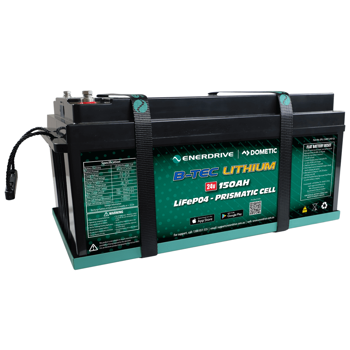 Enerdrive | Dometic B-TEC 24V 150Ah G2 Lithium Battery - EPL-150BT-24V G2