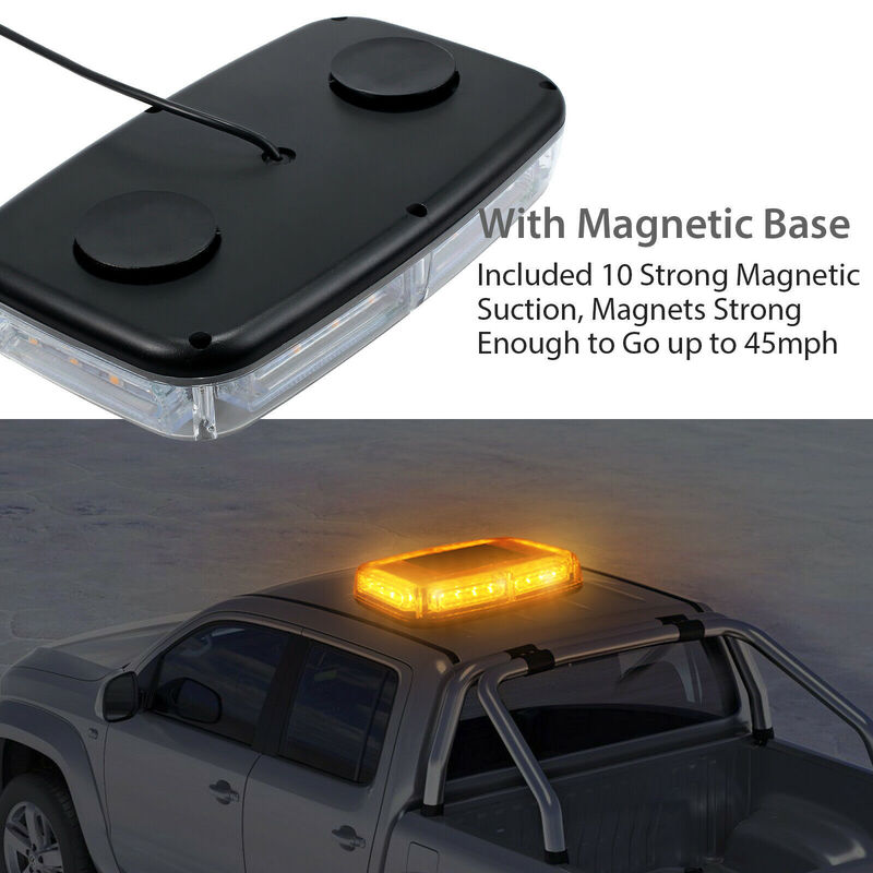 24 LED Amber Vehicle Roof Light Flashing Recovery Strobe Beacon Light Magnetic