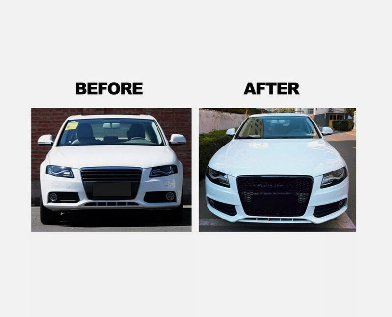 Gloss Black Honeycomb RS4 Style Front Bumper Grille Fit For Audi A4 S4 B8 2007-2015