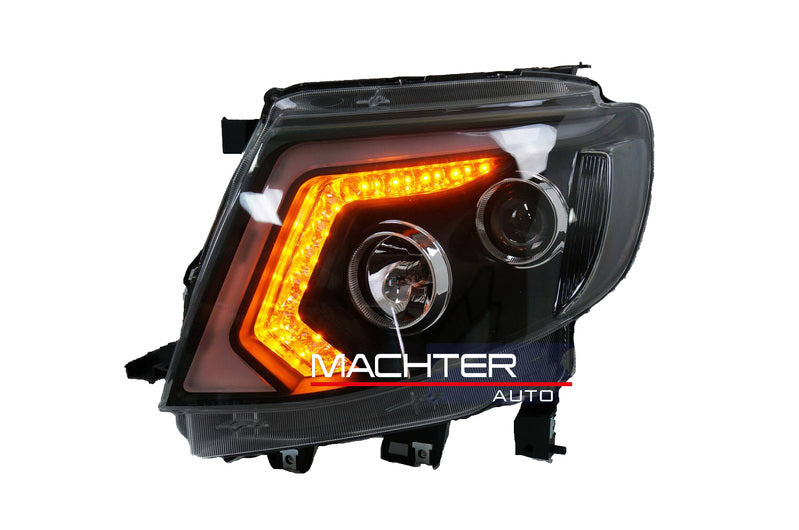 DRL LED Projector Sequential Indicator Head Light Fit For Ford Ranger PX MK1 2011-2015