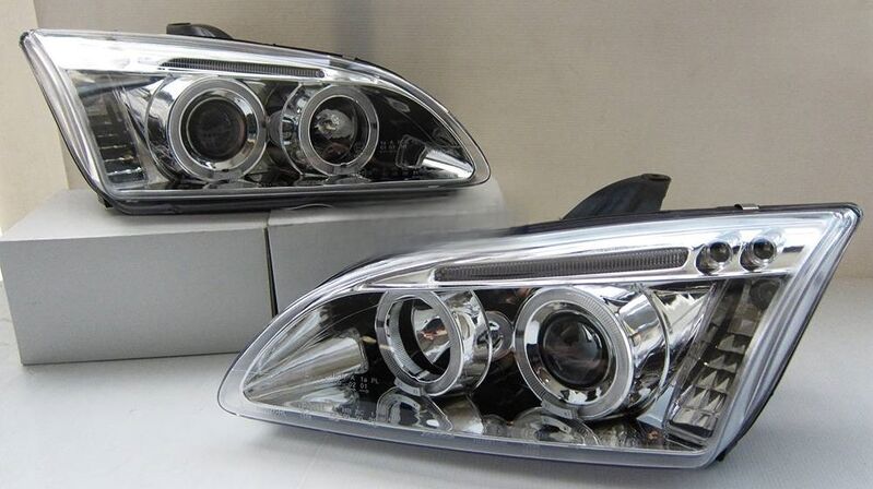 Clear Projector Angel Eye Headlights Fit For Ford Focus MK2 XR5 Zetec 2004-2007