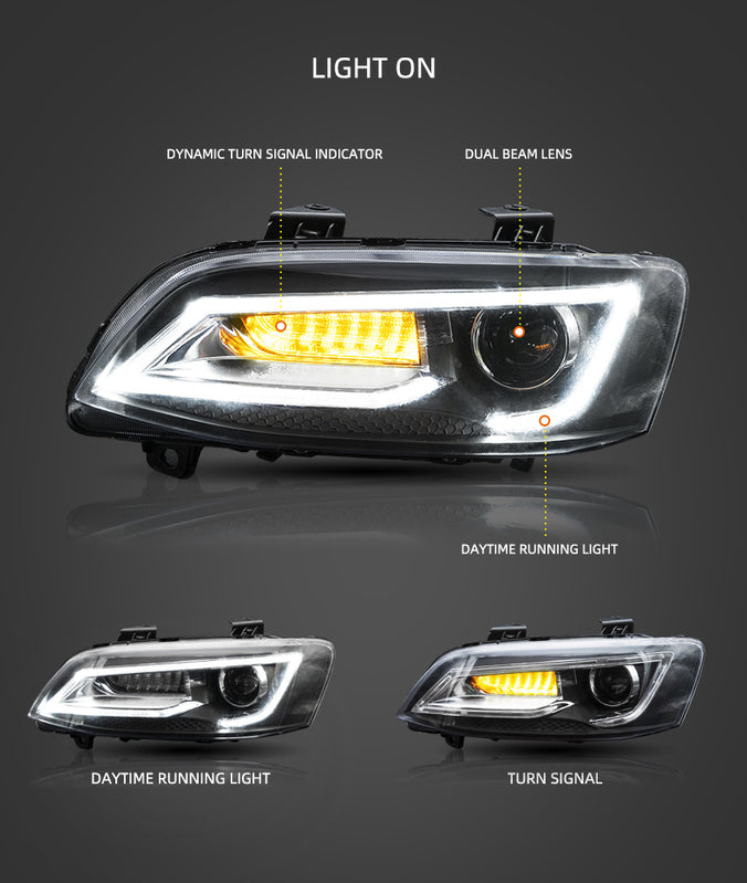 LED Headlights Sequential Blinker Fit For Holden VE Commodore Series 1&2 With HID Xenon Globes