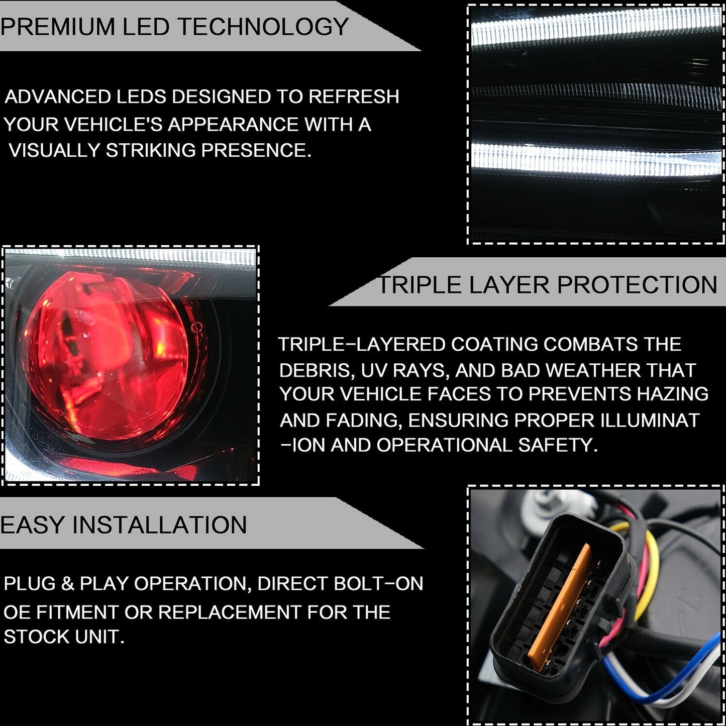 Demon Eye 3D LED DRL Projector Head Light Fit For Mitsubishi Lancer CJ EVO X VRX 2007-2017