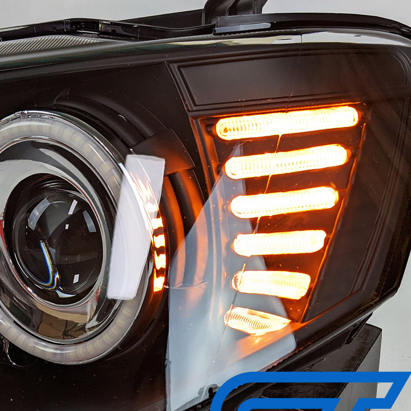 Black Ultra LED Angel Eyes Projector Headlights Fit For Mitsubishi Triton 2006-2015