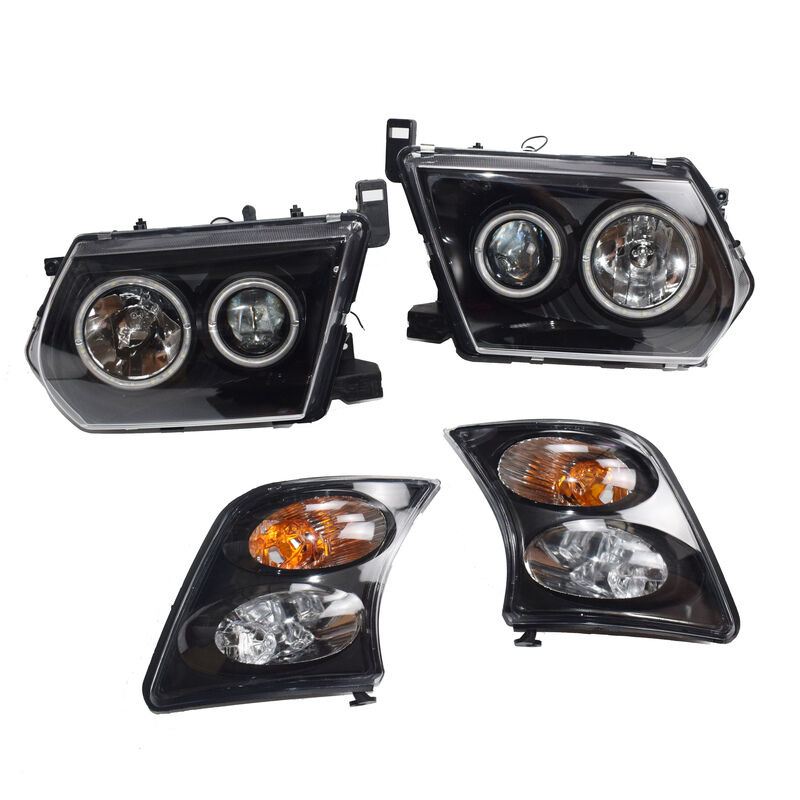 Pair Head Lights Lamps Black LED AngelEye Fit For Nissan Patrol GU 1-3 1997-2007