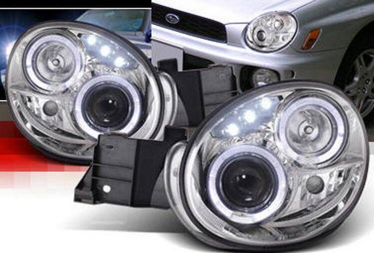 Clear LED Angel Eyes Projector Headlights Fit For Subaru Impreza WRX STI GD 2000-2002