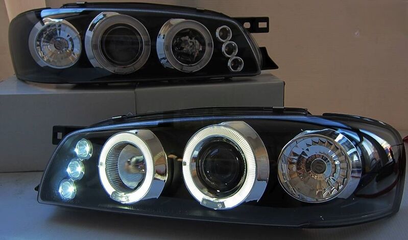 Black Angel Eye LED Projector Headlights Fit For Subaru Impreza WRX STI GC8 1992-2000