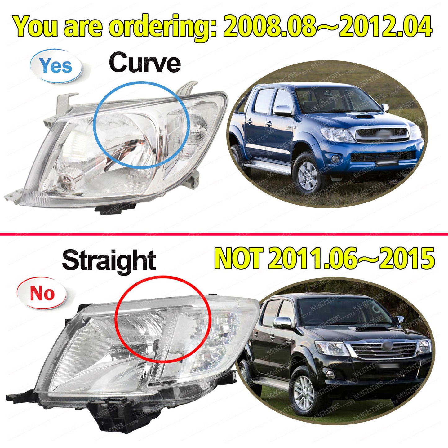 HeadLight LH + RH Fit For Toyota Hilux SR SR5 4WD 2WD 2008-2012