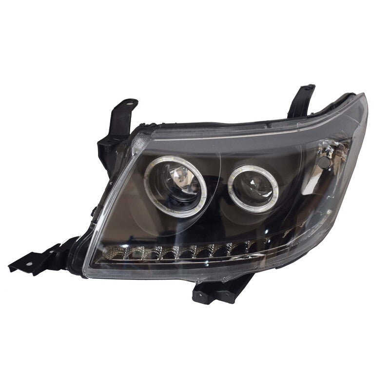 Smoke LED Headlights DRL HALO Projector Angel Eyes Fit For Toyota Hilux VIGO 2011-2015 Pair