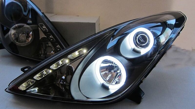 Black CCFL Angel-Eyes Projector Head Lights Fit For Toyota Celica SS2 1999-2005