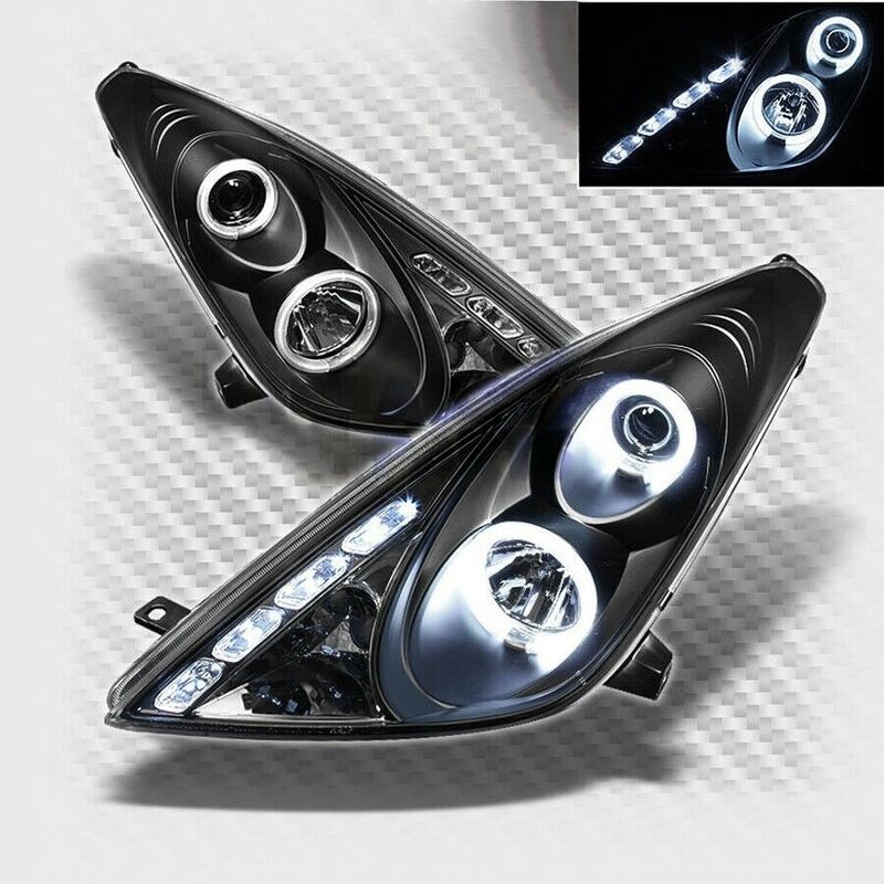 Black CCFL Angel-Eyes Projector Head Lights Fit For Toyota Celica SS2 1999-2005