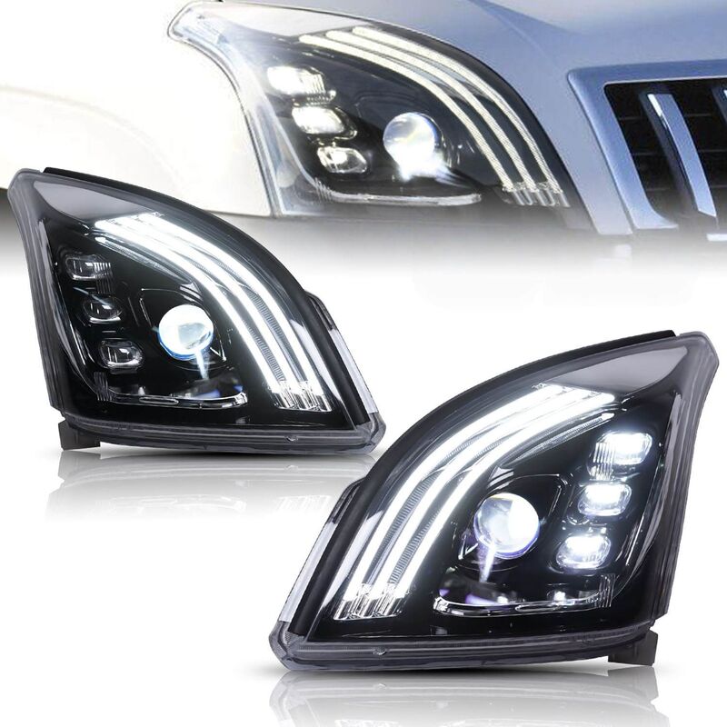 3D Demon Eye Full LED Sequential Blinker Headlights Fit For TOYOTA PRADO FJ120 2003-2009