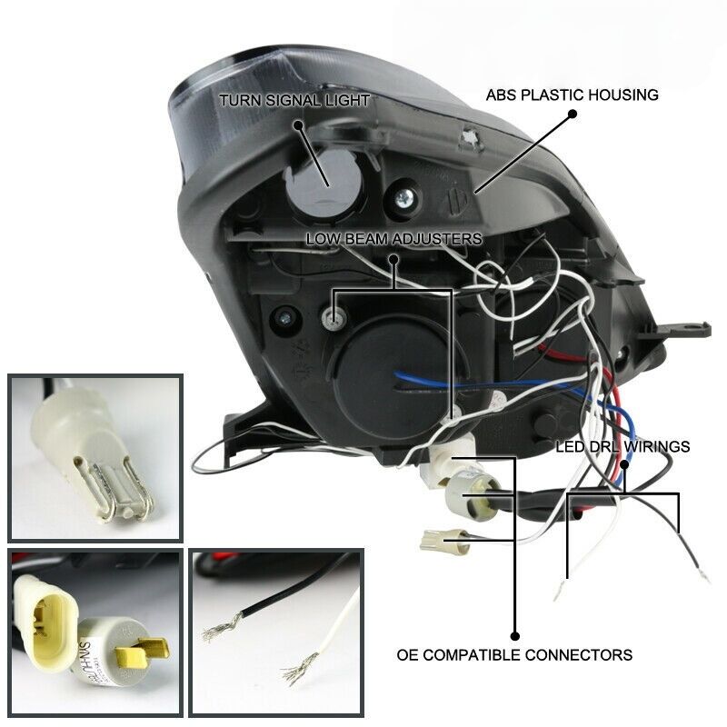 Black LED Angel-Eyes Projector Head Lights Fit For Toyota Celica SS2 1999-2005