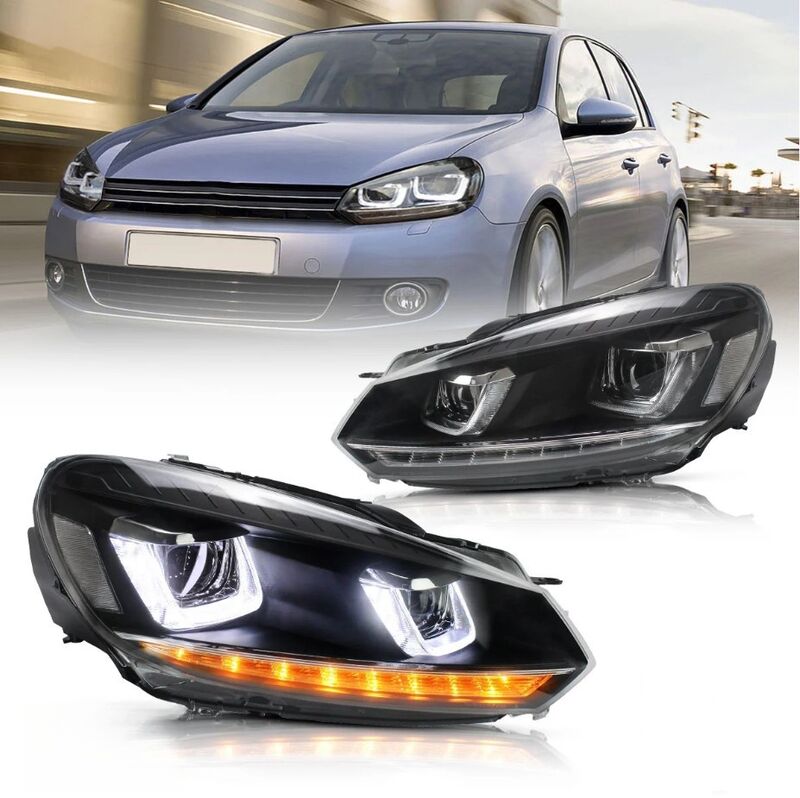 DRL Sequential LED Headlights Fit For Volkswagen VW Golf 6 MK6 GTI TDI 2008-2014