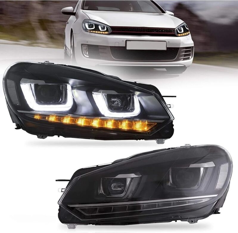DRL Sequential LED Headlights Fit For Volkswagen VW Golf 6 MK6 GTI TDI 2008-2014