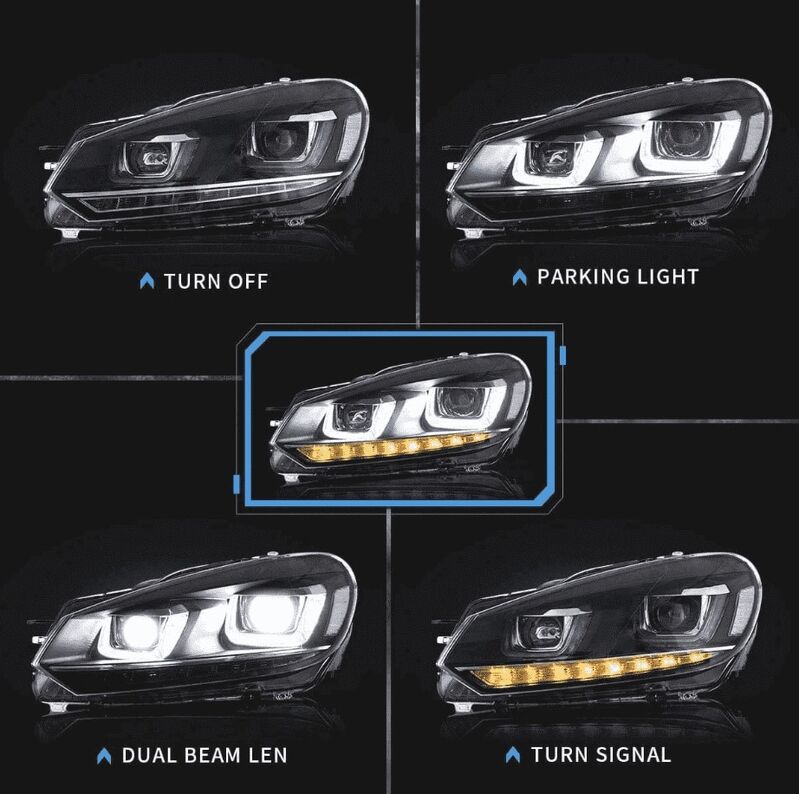 DRL Sequential LED Headlights Fit For Volkswagen VW Golf 6 MK6 GTI TDI 2008-2014