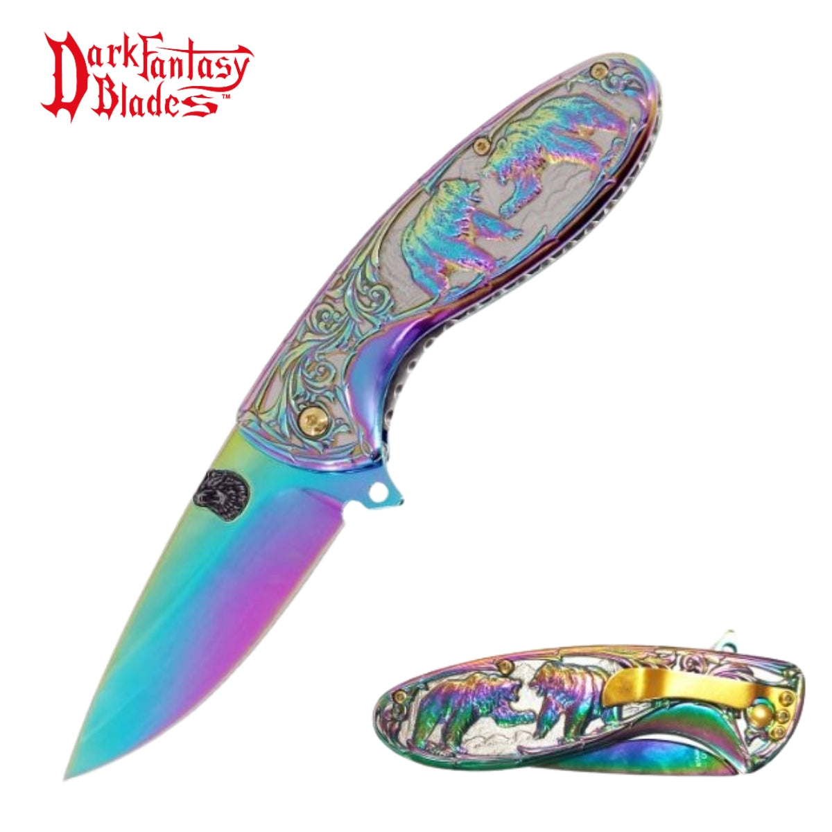 Rainbow Bear Folding Knife