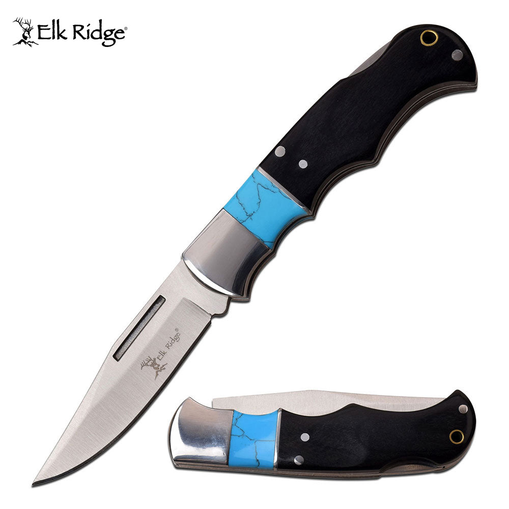 Elk Ridge Black Pakkawood Lockback Knife