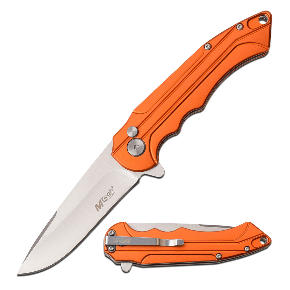 MTech Orange Ball Bearing Pivot Pocket Knife