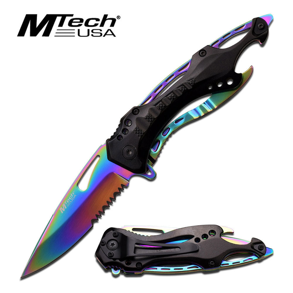 MTech Rainbow Half Serrated Pocket Knife
