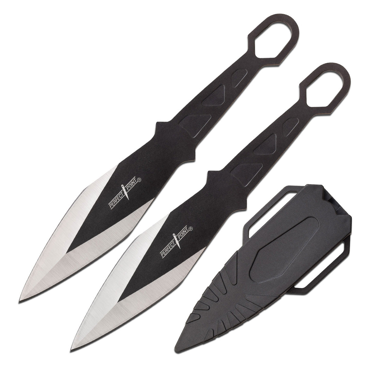 Perfect Point Black & Silver Throwing Knives 2pk