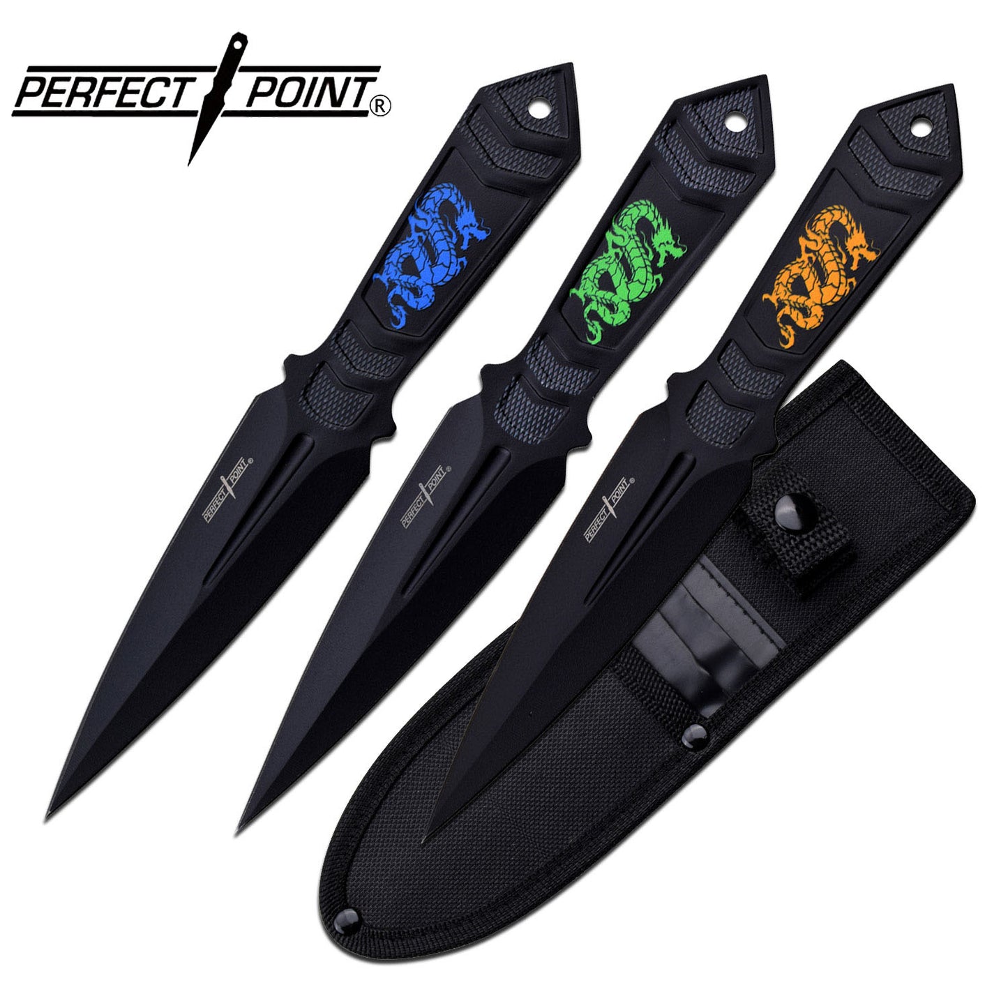 Perfect Point Black Dragon Throwing Knives 3pk