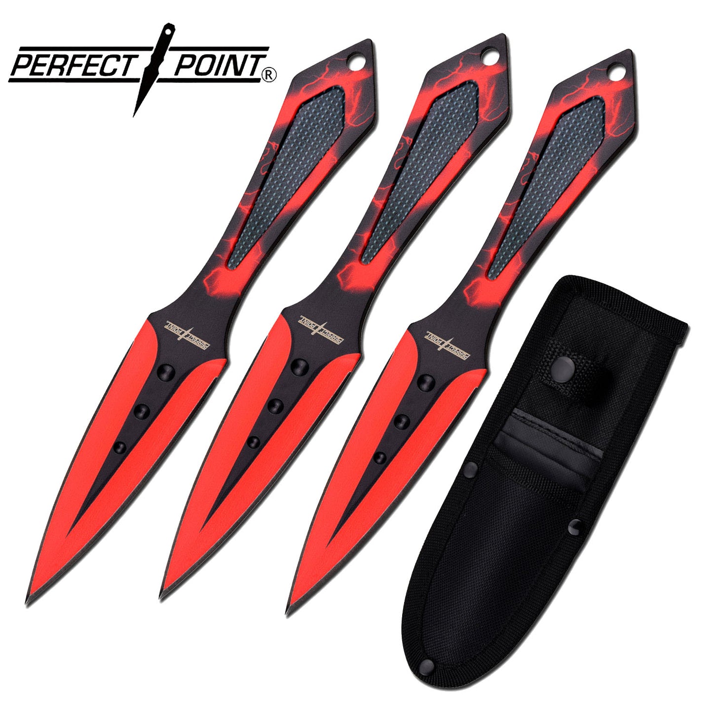 Perfect Point Red Flame Throwing Knives 3pk