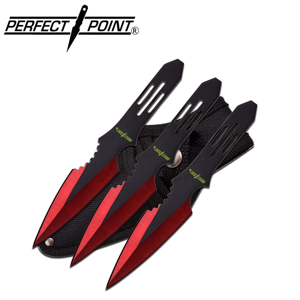 Perfect Point Red Bite Throwing Knives 3pk