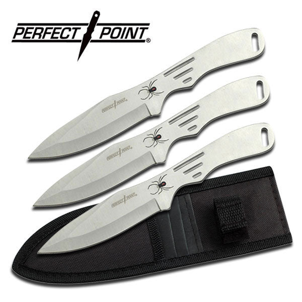 Perfect Point Silver Spider Throwing Knives 3pk