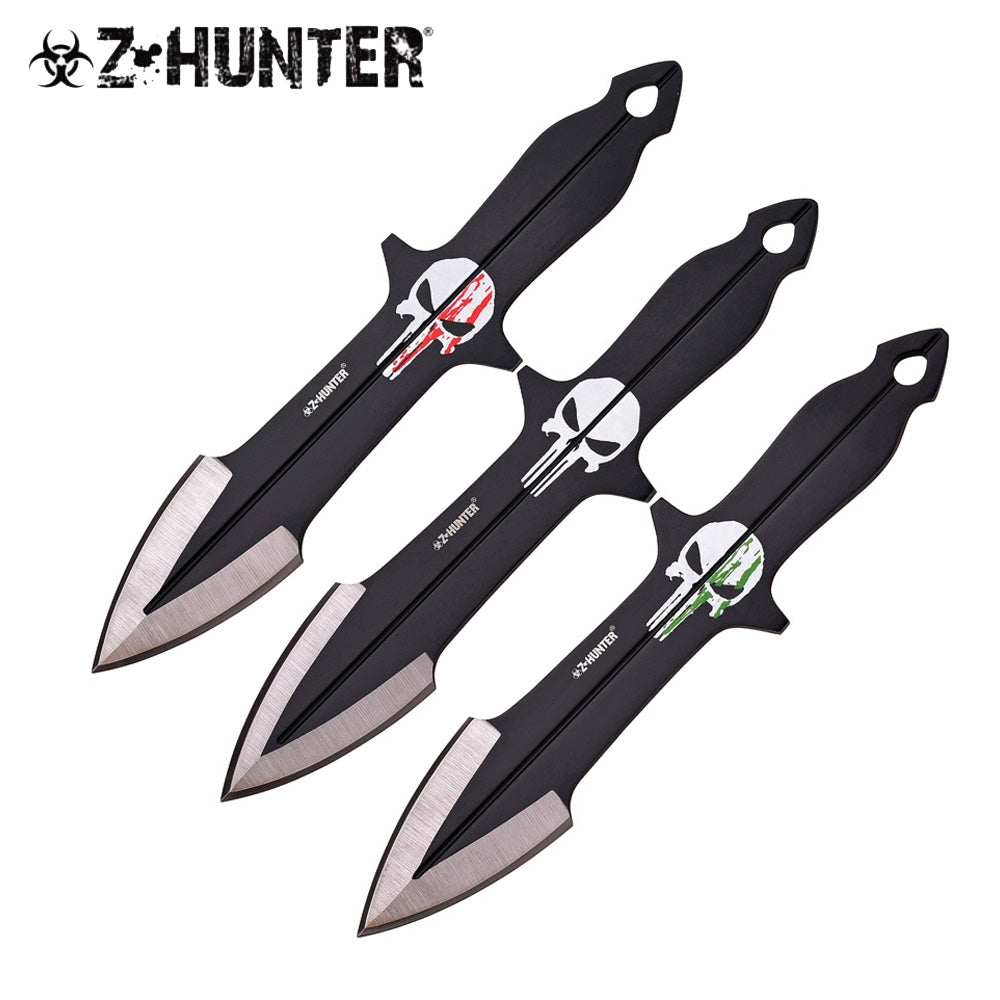 Z-Hunter Black Skull Throwing Knives 3pk