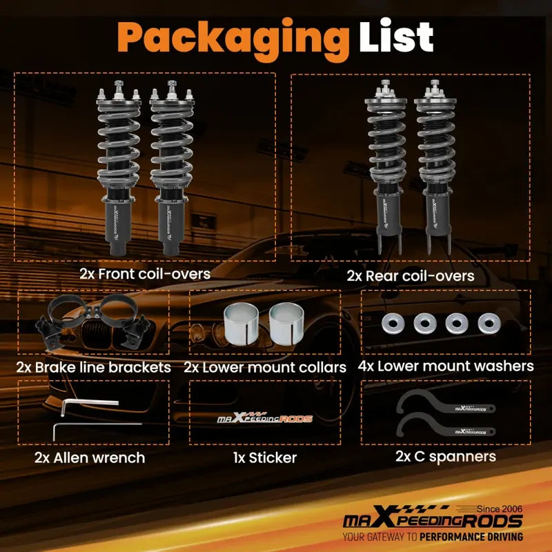 MAX PEEDING RODS 24 Levels Adjustable Coilover Fit For Honda Civic EJ EK EM EK1 EK4 EJ6 1996-2000