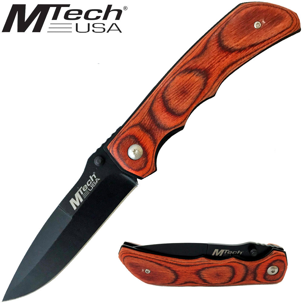 MTech Pakka Wood Handle Folding Knife