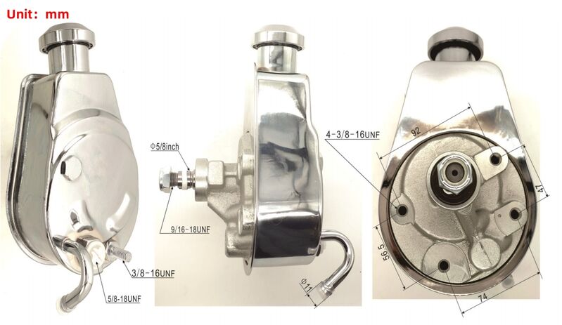 Power Steering Pump Fit For Chevrolet SB BB Saginaw Key Way 5/8 Shaft Chromed