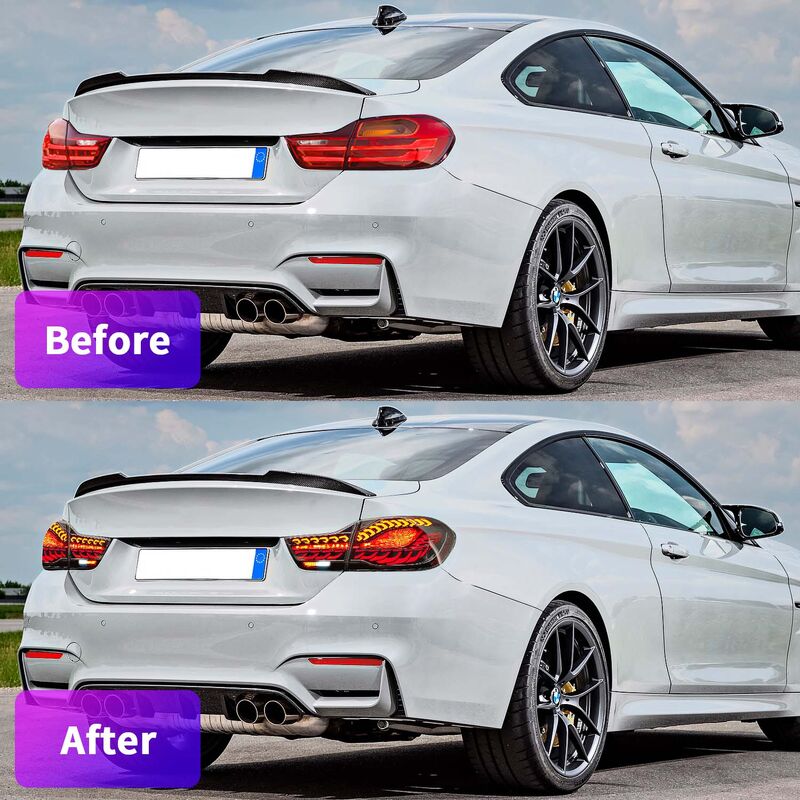 Black 3D OLED Sequential Tail Lights Fit For BMW F32 F33 F82 F83 M4 4 Series 2014-2020