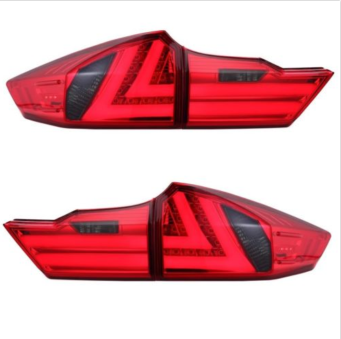 Pair LED Red Smoked Tail lights Rear Lamps Fit For Honda City GM 6 2014-2017