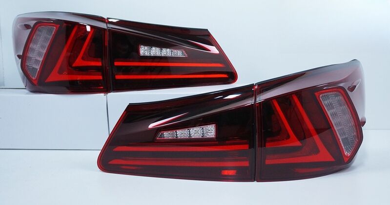 Clear Red LED Light Bar Tail Lights Fit For Lexus ISF IS250 IS350 2005-2013