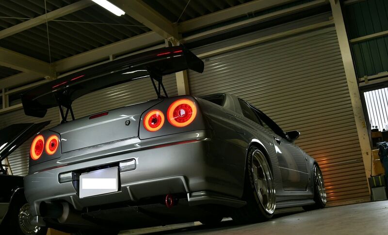 78 Works Fiber Ring LED Taillights V2 Tail Lamp Fit For Nissan Skyline R34 GTR GTT RB25 RB26 1998-2002