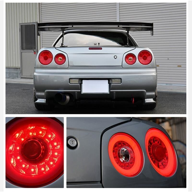 78 Works Fiber Ring LED Taillights V2 Tail Lamp Fit For Nissan Skyline R34 GTR GTT RB25 RB26 1998-2002